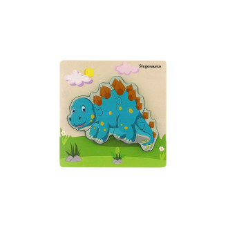 Vkládačka/Puzzle deskové dřevo dinosauři mix druhů v sáčku 16x15cm