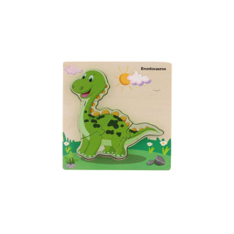 Vkládačka/Puzzle deskové dřevo dinosauři mix druhů v sáčku 16x15cm