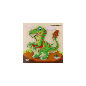 Vkládačka/Puzzle deskové dřevo dinosauři mix druhů v sáčku 16x15cm