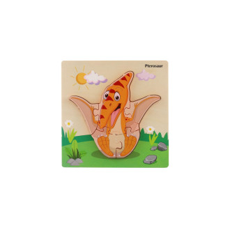 Vkládačka/Puzzle deskové dřevo dinosauři mix druhů v sáčku 16x15cm