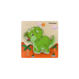Vkládačka/Puzzle deskové dřevo dinosauři mix druhů v sáčku 16x15cm
