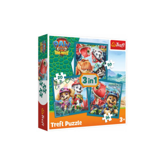Puzzle 3v1 Tlapková patrola/Paw Patrol Dino Movie: Dinosauří ostrov 20x19,5cm v krabici