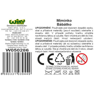 Panenka miminko pevné tělo 18cm 3 barvy 9ks v boxu