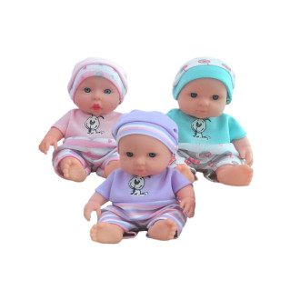 Panenka miminko pevné tělo 18cm 3 barvy 9ks v boxu
