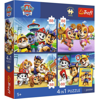 Puzzle Premium 4v1 Paw Patrol 4x88 dílků 28,5x20,5cm v krabici 28x28x6cm