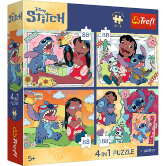 Puzzle Premium 4v1 Lilo&Stitch 4x88 dílků 28,5x20,5cm v krabici 28x28x6cm