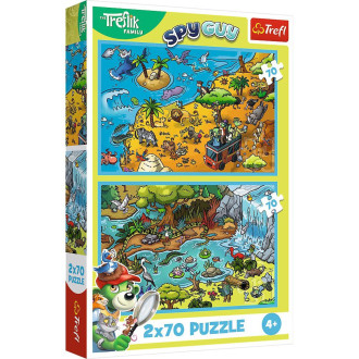 Puzzle 2v1 Treflikové se baví 2x70 dílků 27,5x18cm v krabici 19x29x4cm