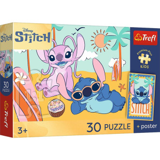 Puzzle Premium Plus Kids - Lilo&Stitch 27x20cm + plakát 30 dílků v krabičce 21x14x4cm