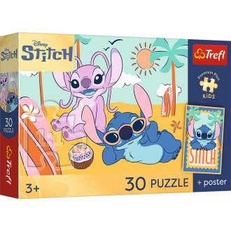 Puzzle Premium Plus Kids - Lilo&Stitch 27x20cm + plakát 30 dílků v krabičce 21x14x4cm