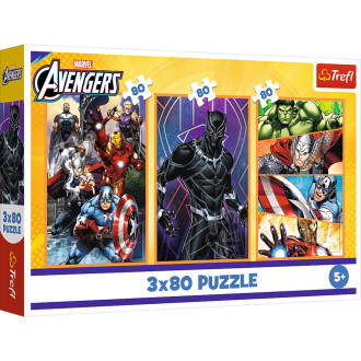 Puzzle 3v1 The Avengers: Dny plné akcí 2x80 dílků 18x27,5cm v krabici 29x19x4cm