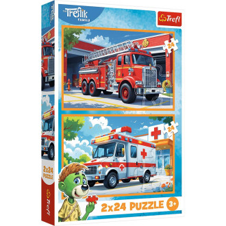 Puzzle 2v1 Pohrát si s Treflíky 2x24 dílků 27,5x18cm v krabici 19x29x4cm
