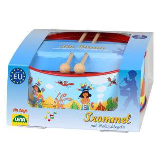 Bubínek indiáni kov průměr 20cm výška 9cm bez popruhu