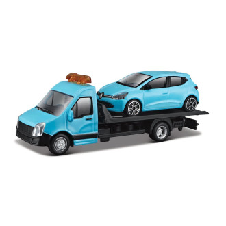 Bburago Přepravní vozidlo Flatbed Transport a Renault Clio, 1:43