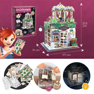 Buki Dřevěná 3D stavebnice Diorama Květinářství s LED osvětlením