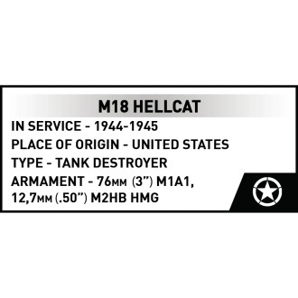 Cobi 2679 II WW M18 HELLCAT, 1:28, 1026 k, 1 f