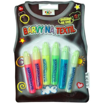 Barvy na textil 6 ks svítící ve tmě