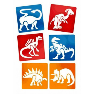 Kreslící šablony 6 ks - Dinosauři 145 x 145 mm