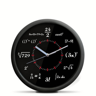 Matematické nástěnné hodiny Deluxe, Černé průměr 30 cm