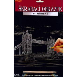 ArtLover škrabací obrázek stříbrný 25x20 cm -  Tower Bridge