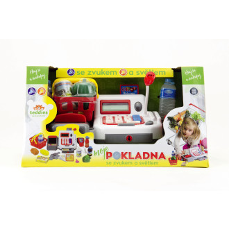 Teddies Dětská digitální pokladna s doplňky na baterie se zvukem a světlem