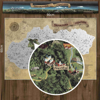 Giftio Stírací mapa Slovenská republika Deluxe XL, Stříbrná