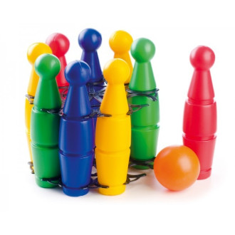 Plastové kuželky 9+1 v držáku, 23cm