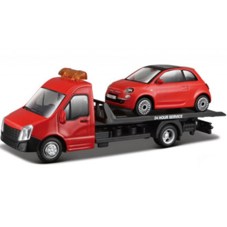 Bburago Car Hauler a Fiat 500 (red) 1:43