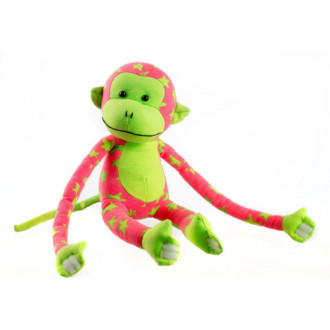 Teddies Opice svítící ve tmě plyš růžová/zelená