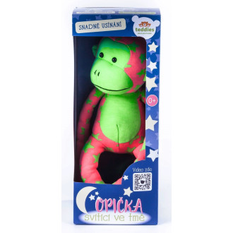 Teddies Opice svítící ve tmě plyš růžová/zelená