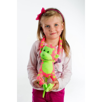 Teddies Opice svítící ve tmě plyš růžová/zelená