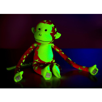 Teddies Opice svítící ve tmě plyš růžová/zelená