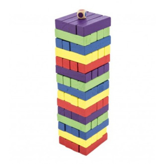 Dřevěná barevná jenga věž 60 dílů, 7,5x27,5x7,5 cm