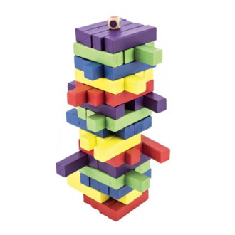 Dřevěná barevná jenga věž 60 dílů, 7,5x27,5x7,5 cm