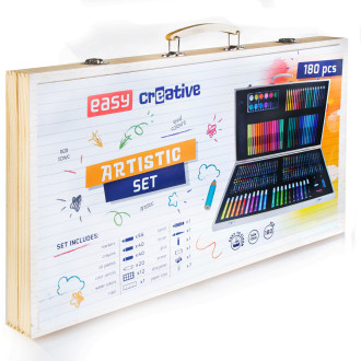 Easy kreativní a výtvarná sada 180 kusů, dřevěný kufřík