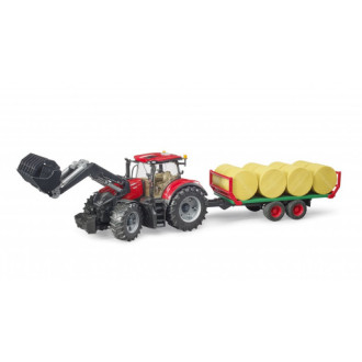 Bruder 3198 Traktor CASE IH Optum 300CVX a vůz na balíky