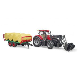 Bruder 3198 Traktor CASE IH Optum 300CVX a vůz na balíky
