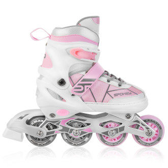 Spokey TONY Kolečkové brusle, bílo-růžové, ABEC7 Carbon, vel. 34-37