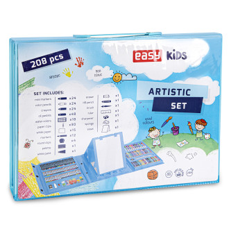 Easy kreativní a výtvarná sada 208 ks, plastový kufřík, modrý