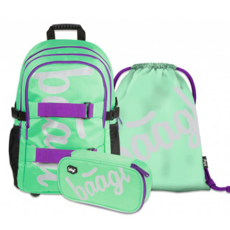 BAAGL SET 3 Skate Mint: batoh, penál, sáček