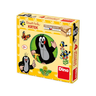 Dino Krtek dřevěné kostky, 4 kostky