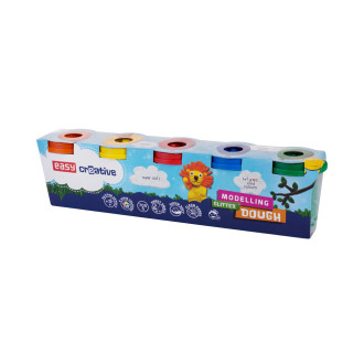 Easy Creative Sada glitrové modelíny, velké kelímky 5x141 g