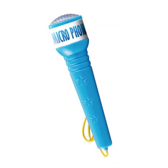 Dětský karaoke mikrofon se světelnými efekty a zvukem - modrý, 34cm
