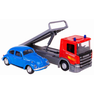Welly Scania P320 (red) a VW Beetle (blue) 1:57/43