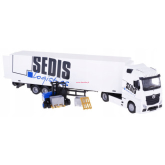 Bburago Mercedes Benz Actros SEDIS Logistics s vysokozdvižným vozíkem 1:43