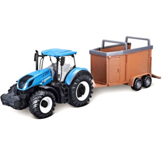 Bburago Farm traktor New Holland s vlečkou na koně 1:50