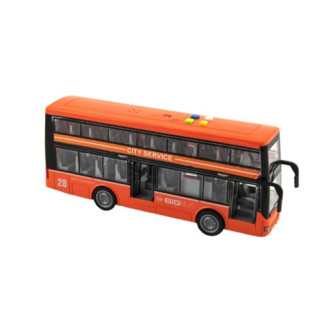Autobus patrový oranžový na setrvačník se světlem a zvukem, plast, 28cm