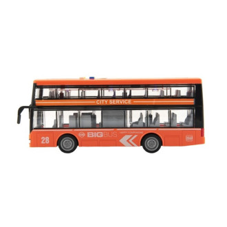 Autobus patrový oranžový na setrvačník se světlem a zvukem, plast, 28cm