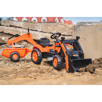 FALK Šlapací traktor Kubota M7171 s vlečkou, přední a zadní lžící