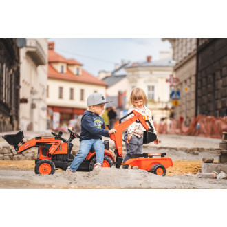 FALK Šlapací traktor Kubota M7171 s vlečkou, přední a zadní lžící