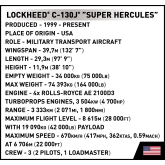 Cobi 5838 Forces Lockheed C-130J Super Hercules, 1:61, 641 kostek